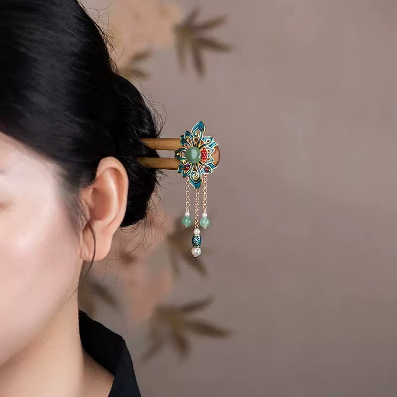 Green Sandalwood Chinese-style Hairpin U Type - Image 4